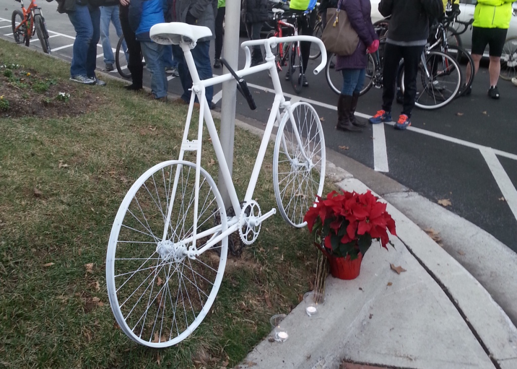 The ghost bike honoring the memory of Tom Palermo 